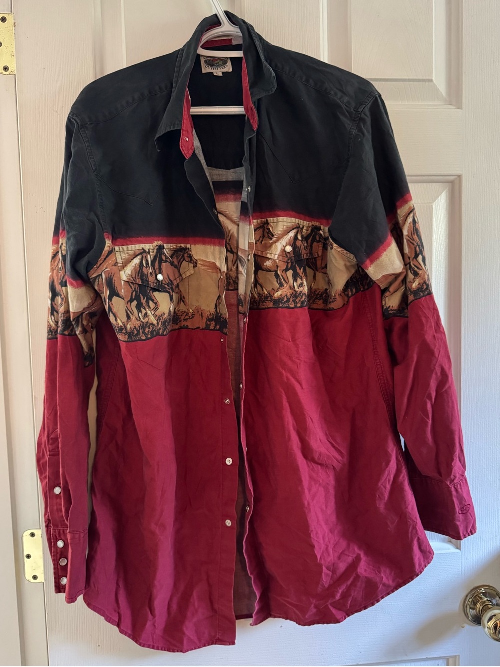 Vintage western cowboy horse button up
